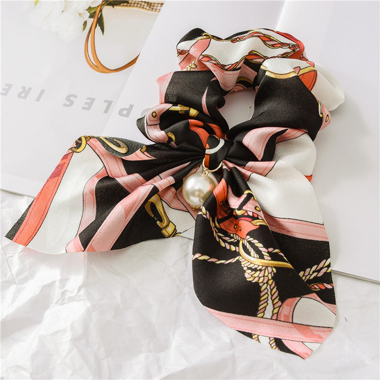 Pearl Pendant Large Intestine Ring Hair Band Women's Hair Knot Knotted Big Bow Hair Rope Pearl Pendant Large Intestine Ring Hair Band Women's Hair Knot Knotted Big Bow Hair Rope